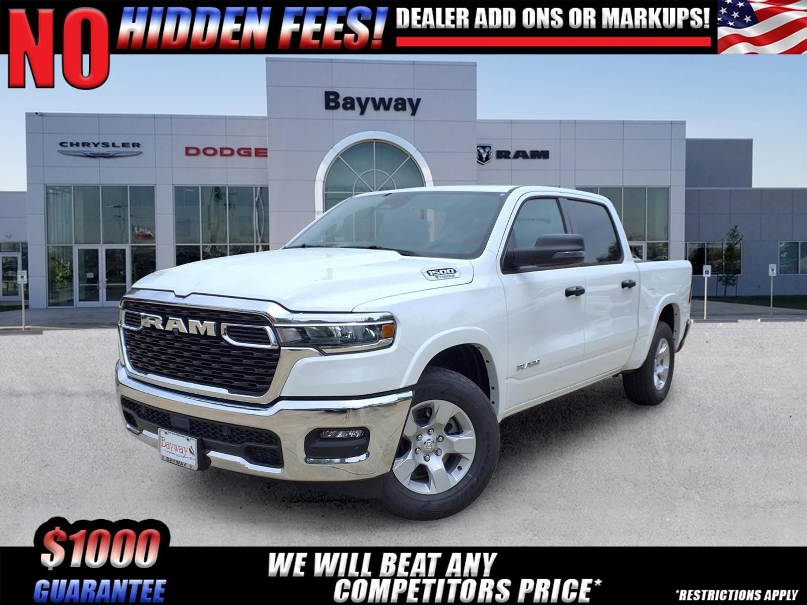 2026 RAM 1500 Big Horn/Lone Star in Bright White Clear-Coat Exterior Paint — front three-quarter view