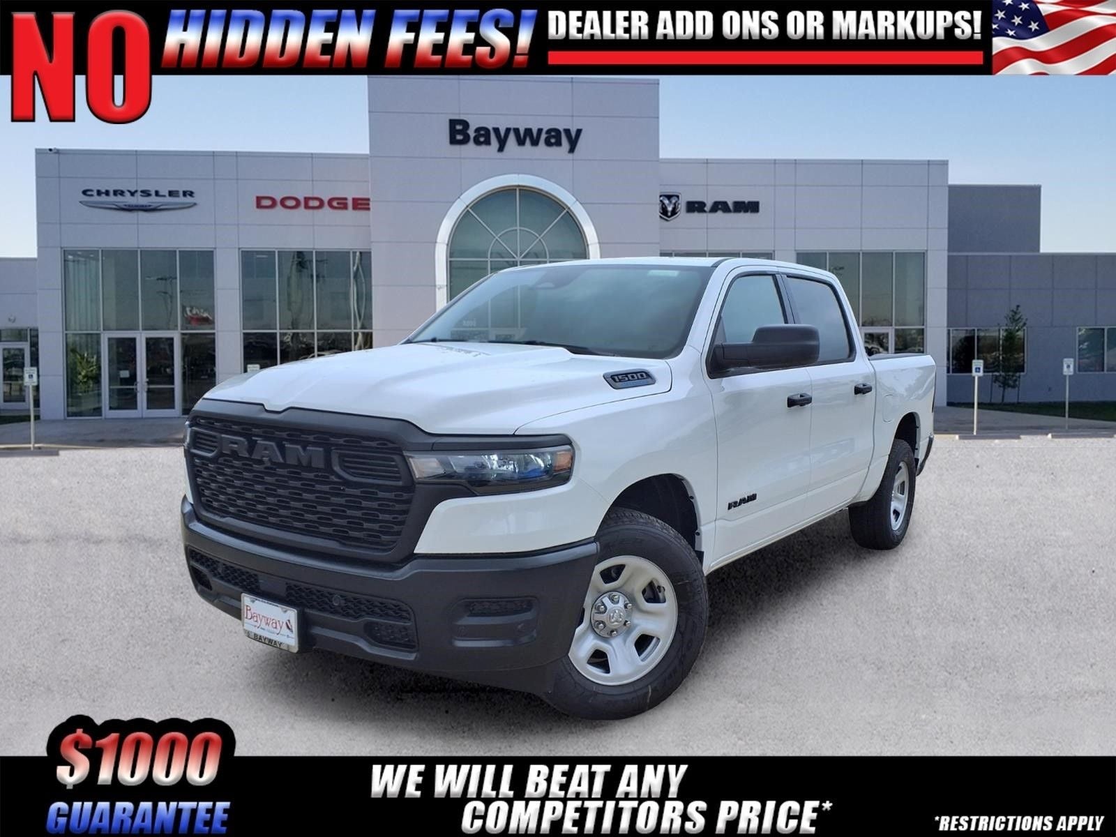 2026 RAM 1500 Tradesman in Bright White Clear-Coat Exterior Paint — front three-quarter view