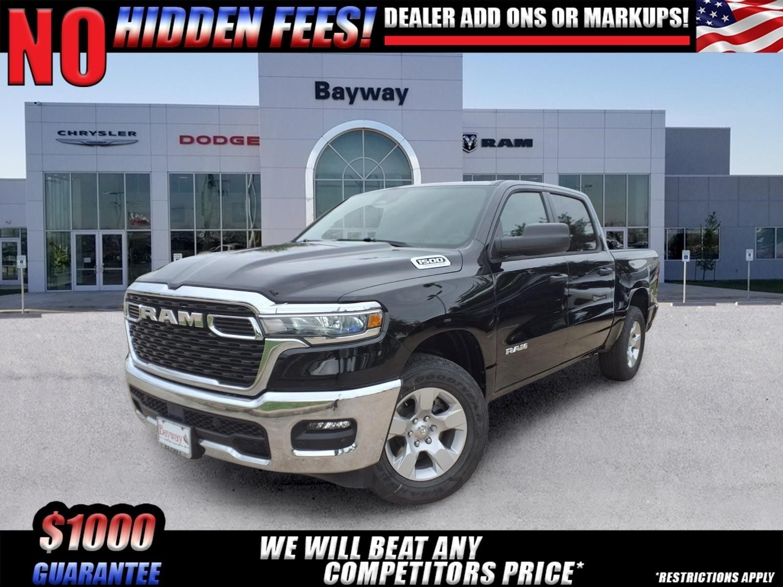 2026 RAM 1500 Big Horn/Lone Star in Diamond Black Crystal Pearl-Coat Exterior Paint — front three-quarter view