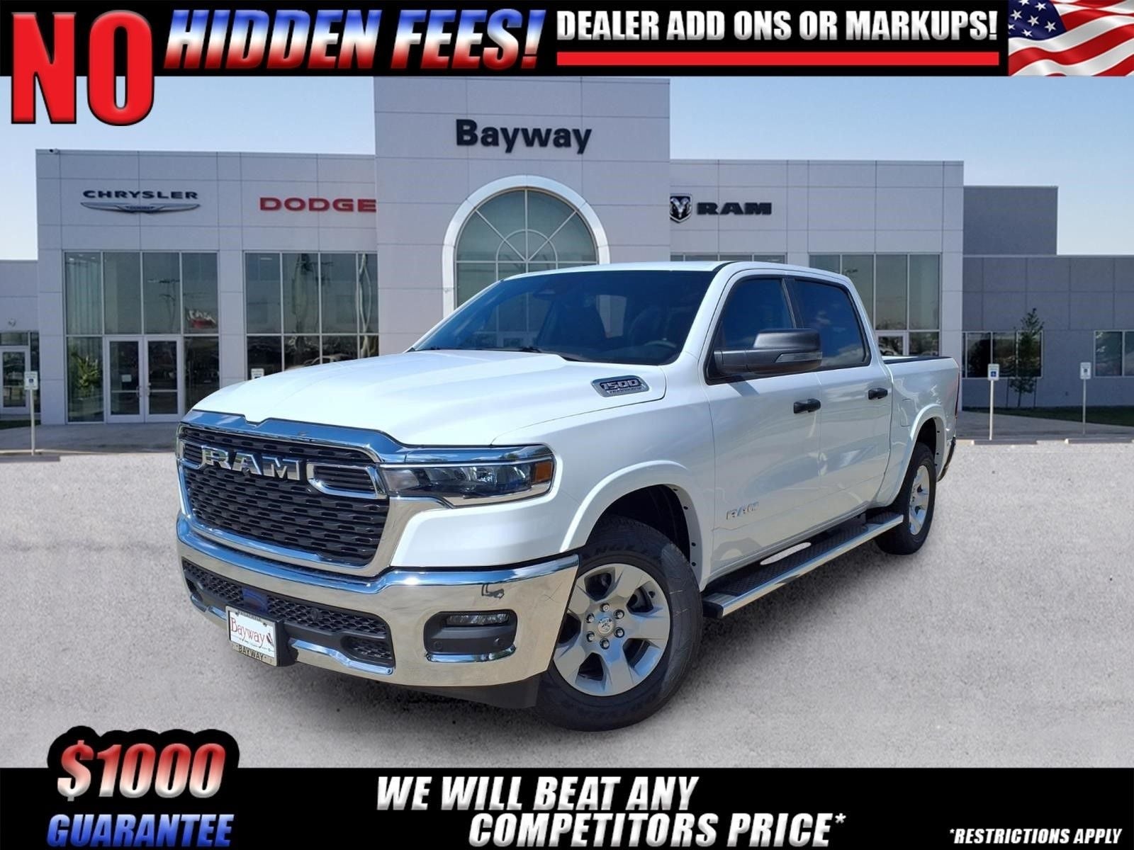 2026 RAM 1500 Big Horn/Lone Star in Bright White Clear-Coat Exterior Paint — front three-quarter view