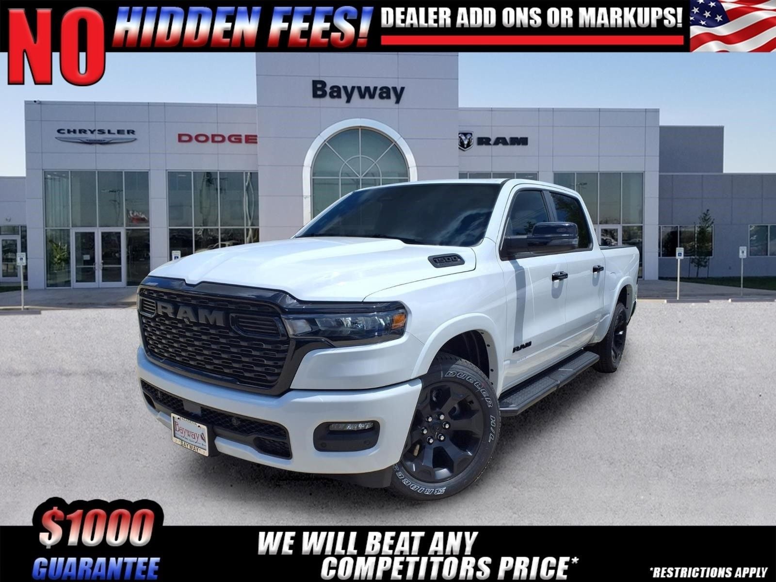 2026 RAM 1500 Big Horn/Lone Star in Bright White Clear-Coat Exterior Paint — front three-quarter view