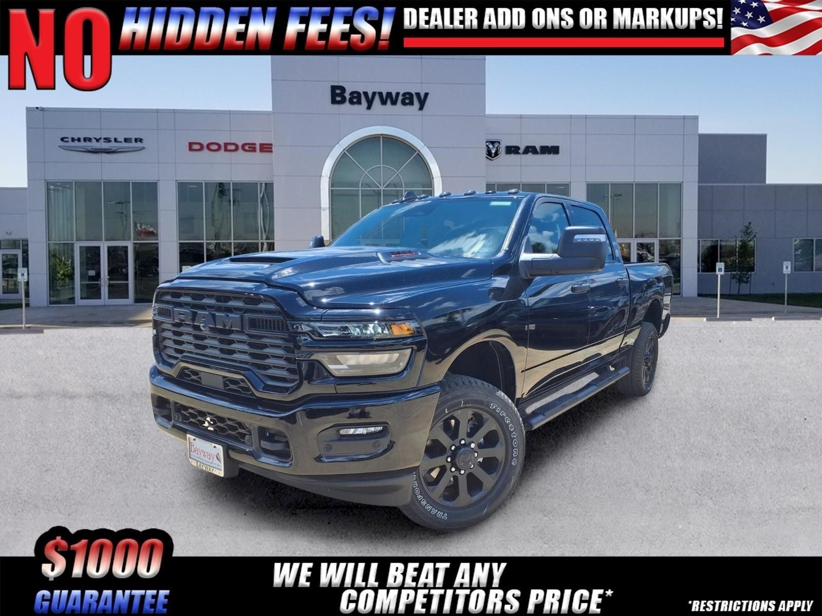 2026 RAM 2500 Black Express in Diamond Black Crystal Pearl-Coat Exterior Paint — front three-quarter view