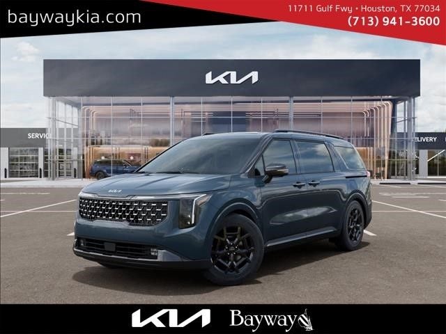 2026 Kia Carnival SX Prestige in Astra Blue — front three-quarter view